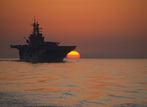 U.S. navy ship in the Strait of Hormuz