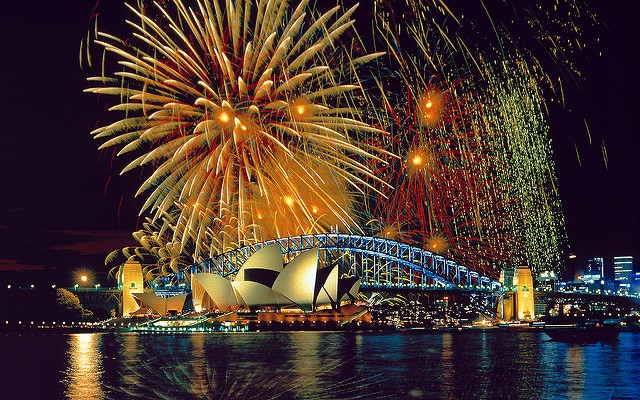 Fireworks over Sydney Opera House